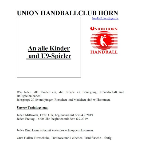 Training Kinder und U9-Spieler